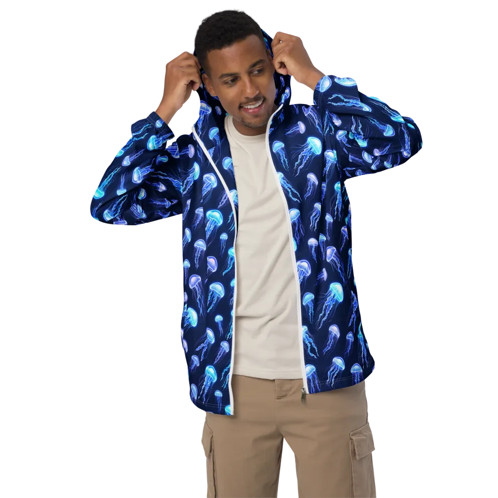 Electric Jellyfish on Men's Windbreaker — Front