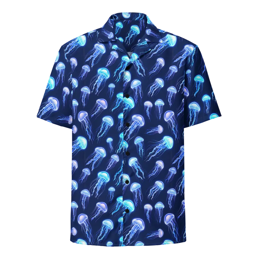 Electric Jellyfish on Button Shirt — Front