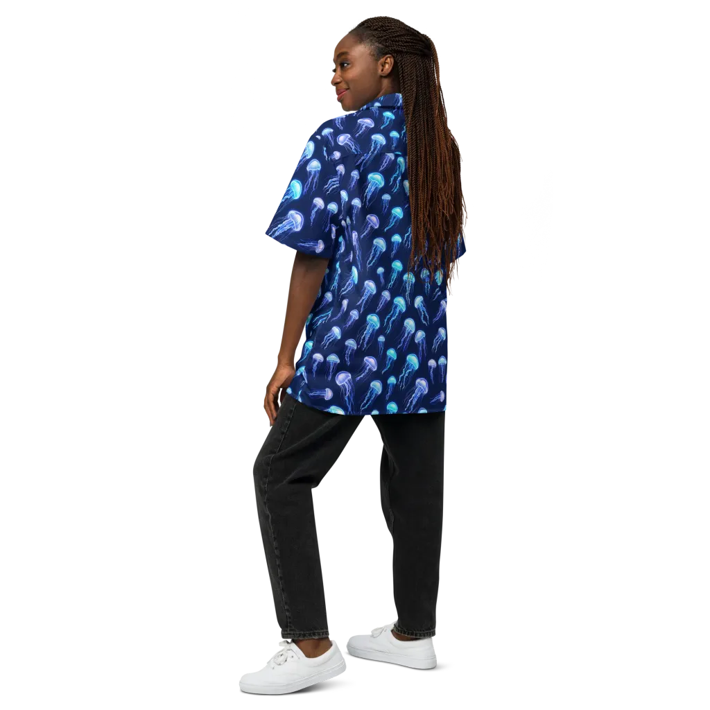 Electric Jellyfish on Button Shirt — Back