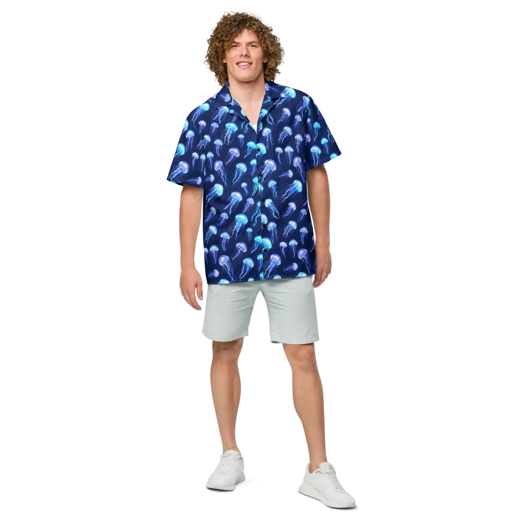 Electric Jellyfish on Button Shirt — Front
