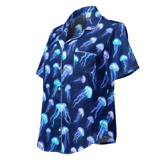 Electric Jellyfish on a Women's Short Sleeve Pajama Top
