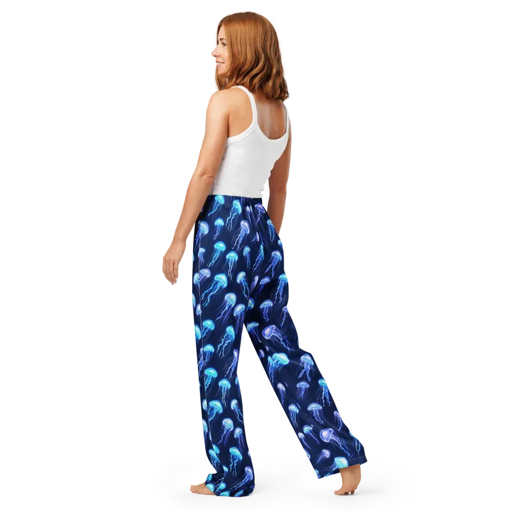 Electric Jellyfish on Women's Pajama Pants — Back