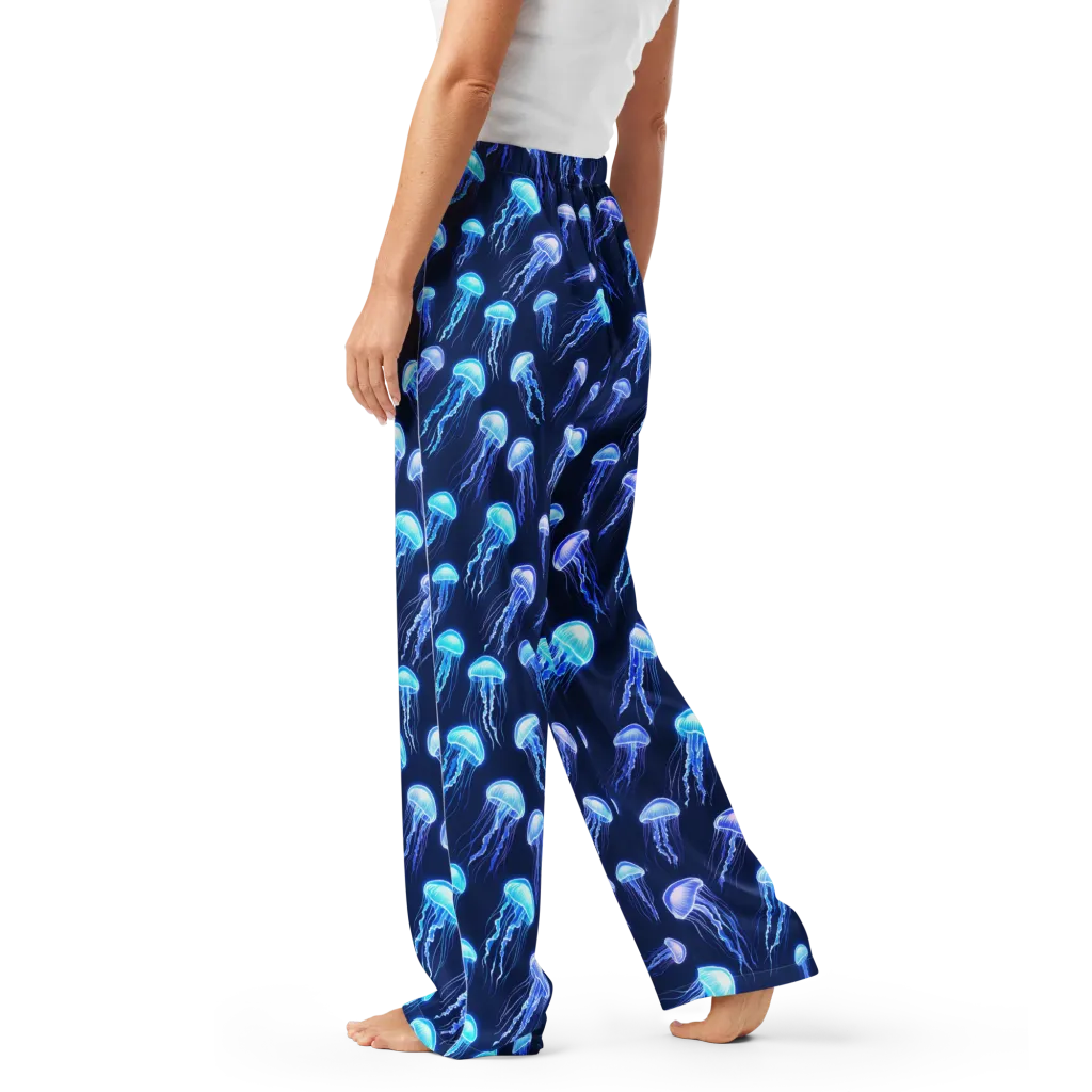 Electric Jellyfish on Women's Pajama Pants — Left