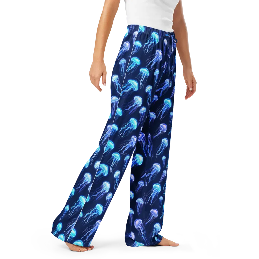 Electric Jellyfish on Women's Pajama Pants — Right Front