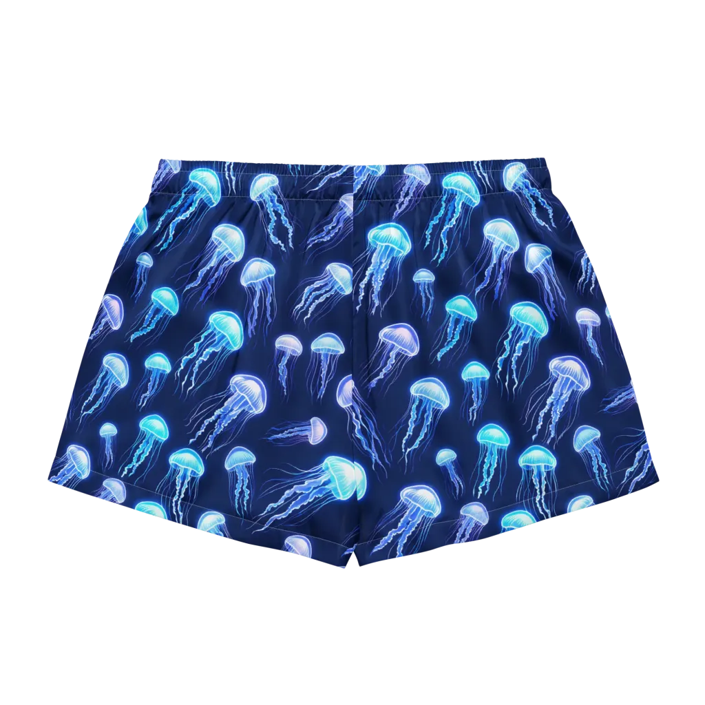 Electric Jellyfish on Women's Pajama Shorts — Back