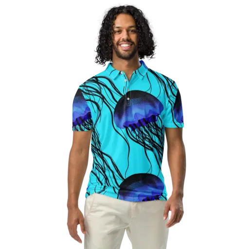 Electric Jelly on a Men's Slim Fit Polo Shirt