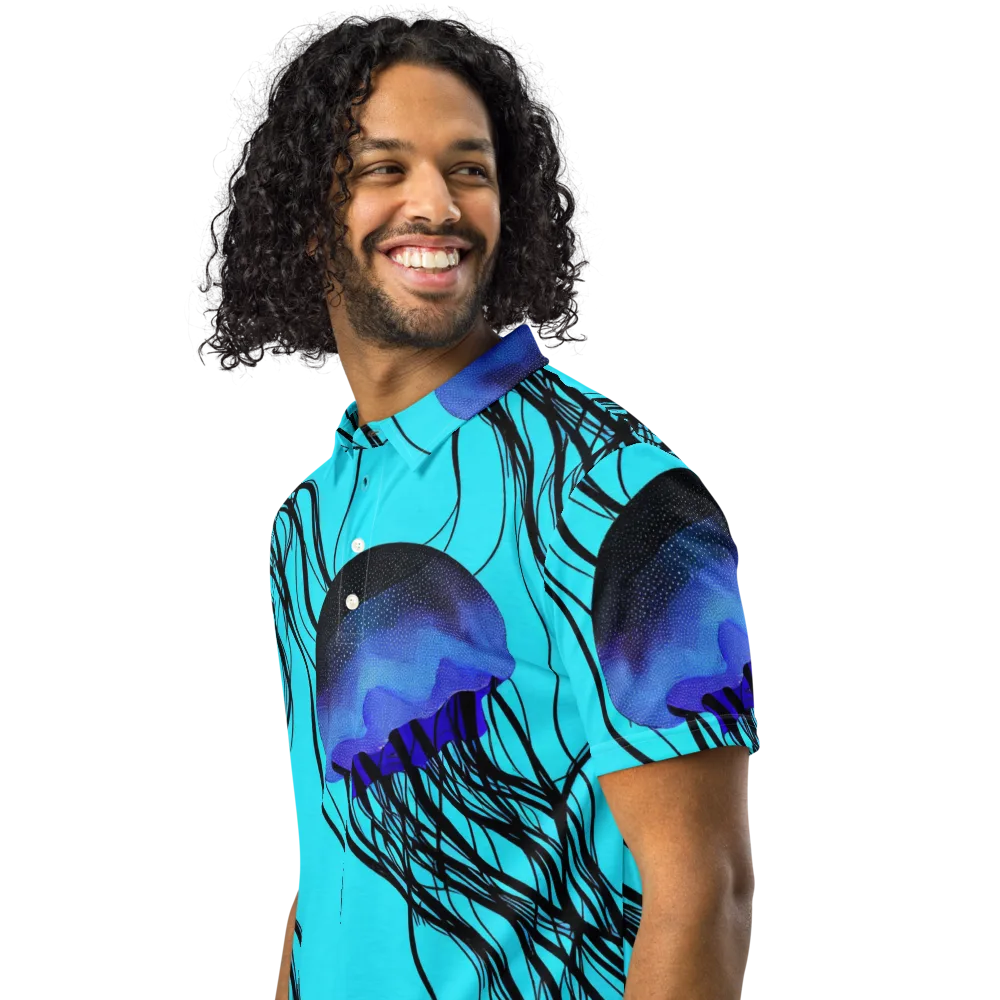Electric Jelly on Men's Slim Fit Polo Shirt — Left Front