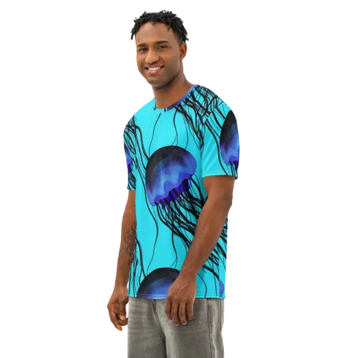 Electric Jelly on a Men's Cotton Crew Neck T-Shirt