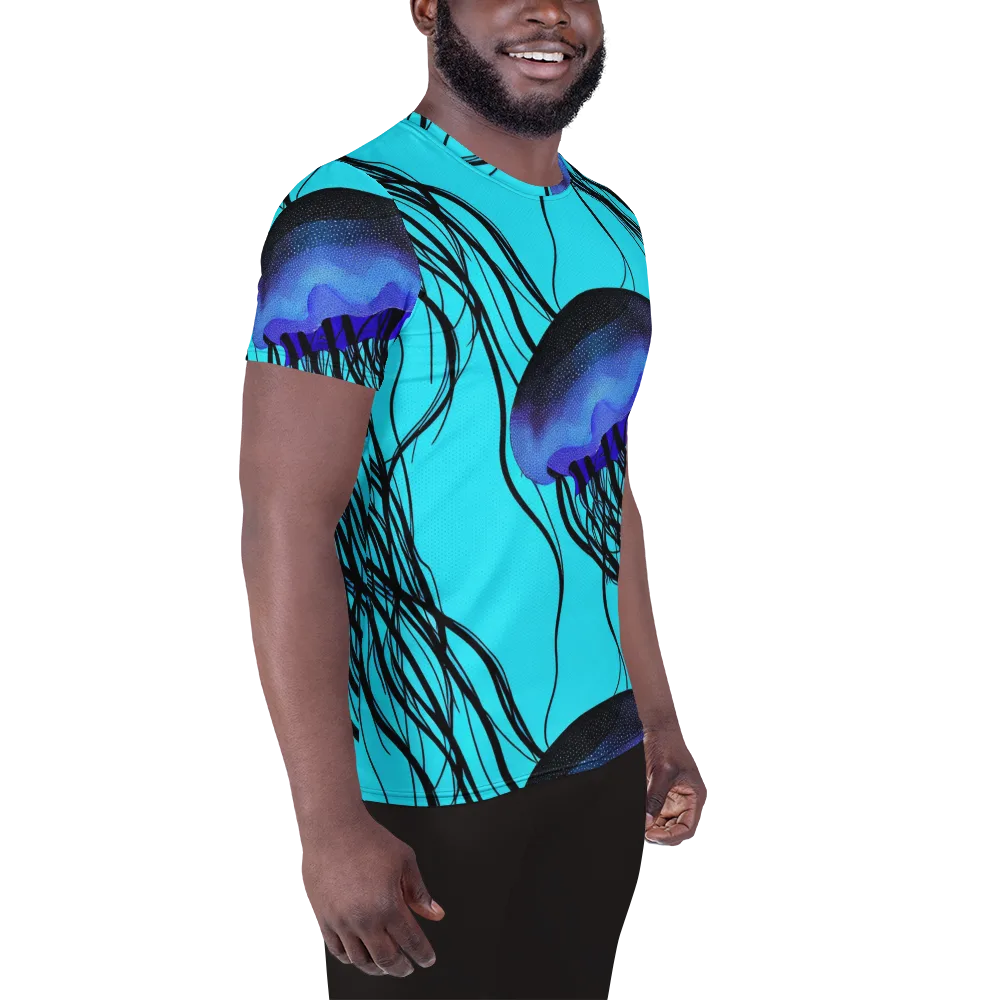 Electric Jelly on Men's Athletic T-Shirt — Right