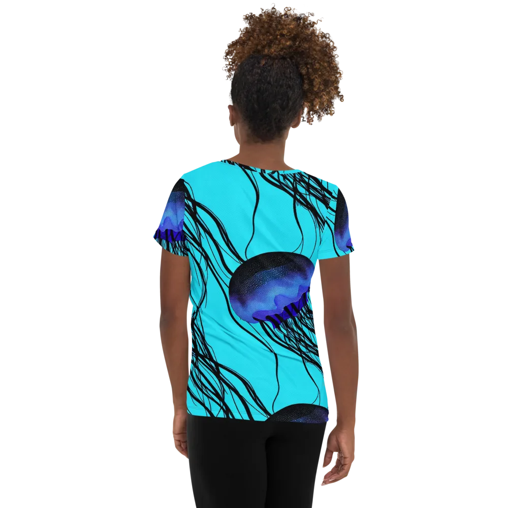 Electric Jelly on Women's Athletic T-Shirt — Back