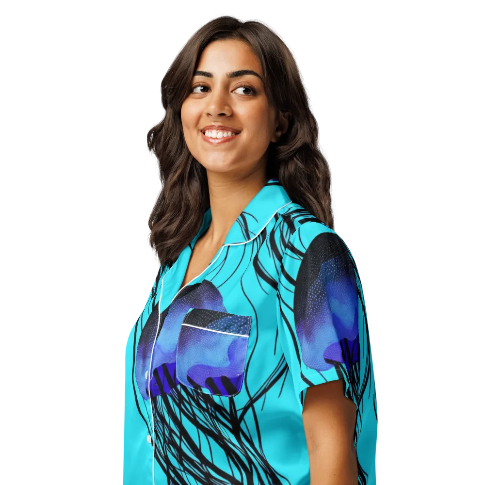 Electric Jelly on Women's Short Sleeve Pajama Top — Left Front