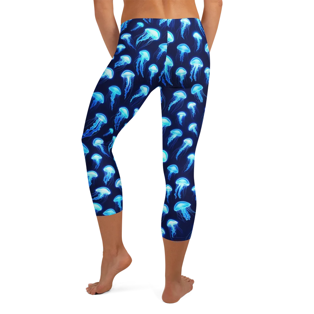 Deepsea Glow on Capri Leggings — Back