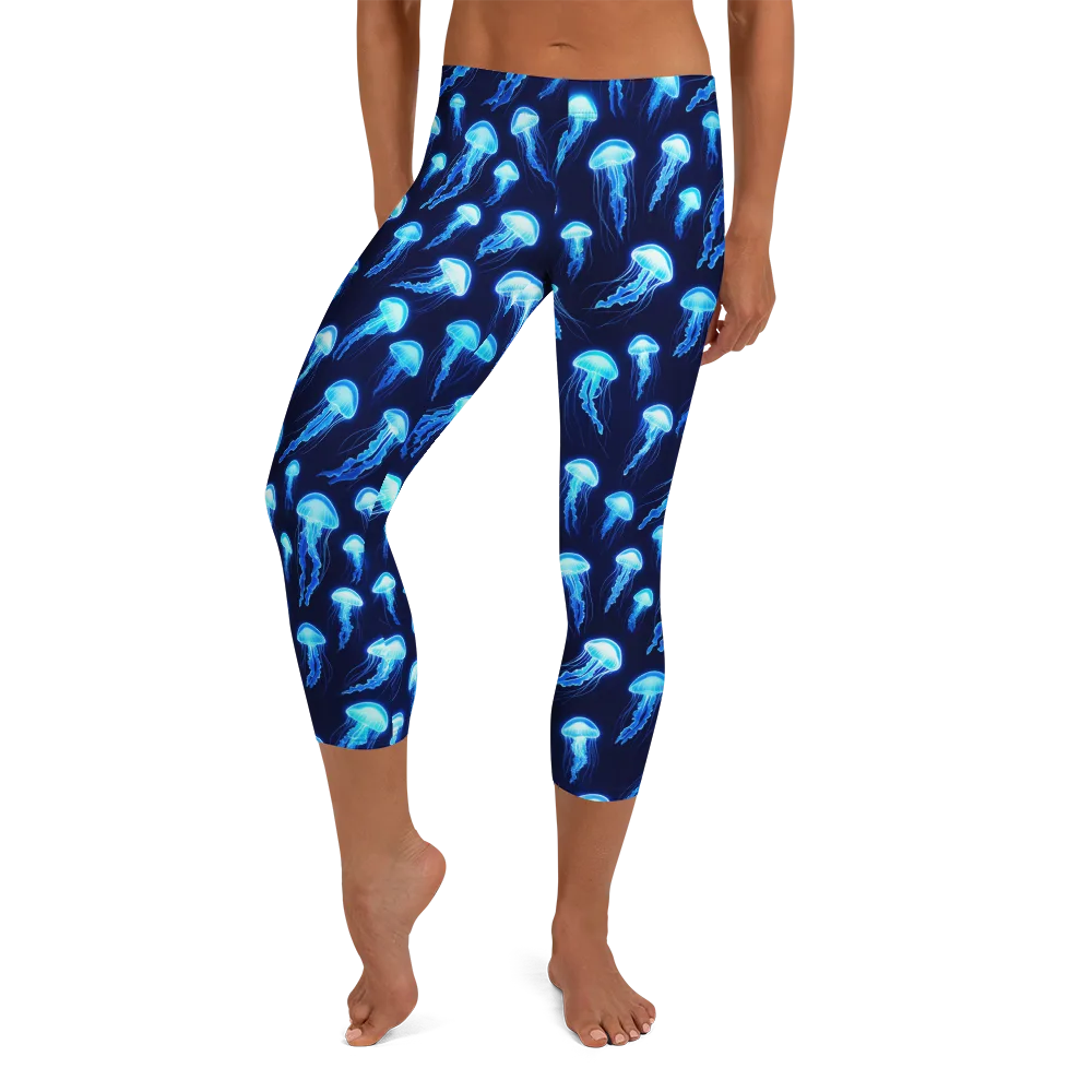 Deepsea Glow on Capri Leggings — Front