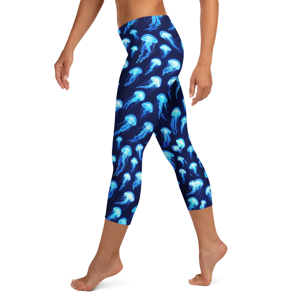 Deepsea Glow on Capri Leggings — Left