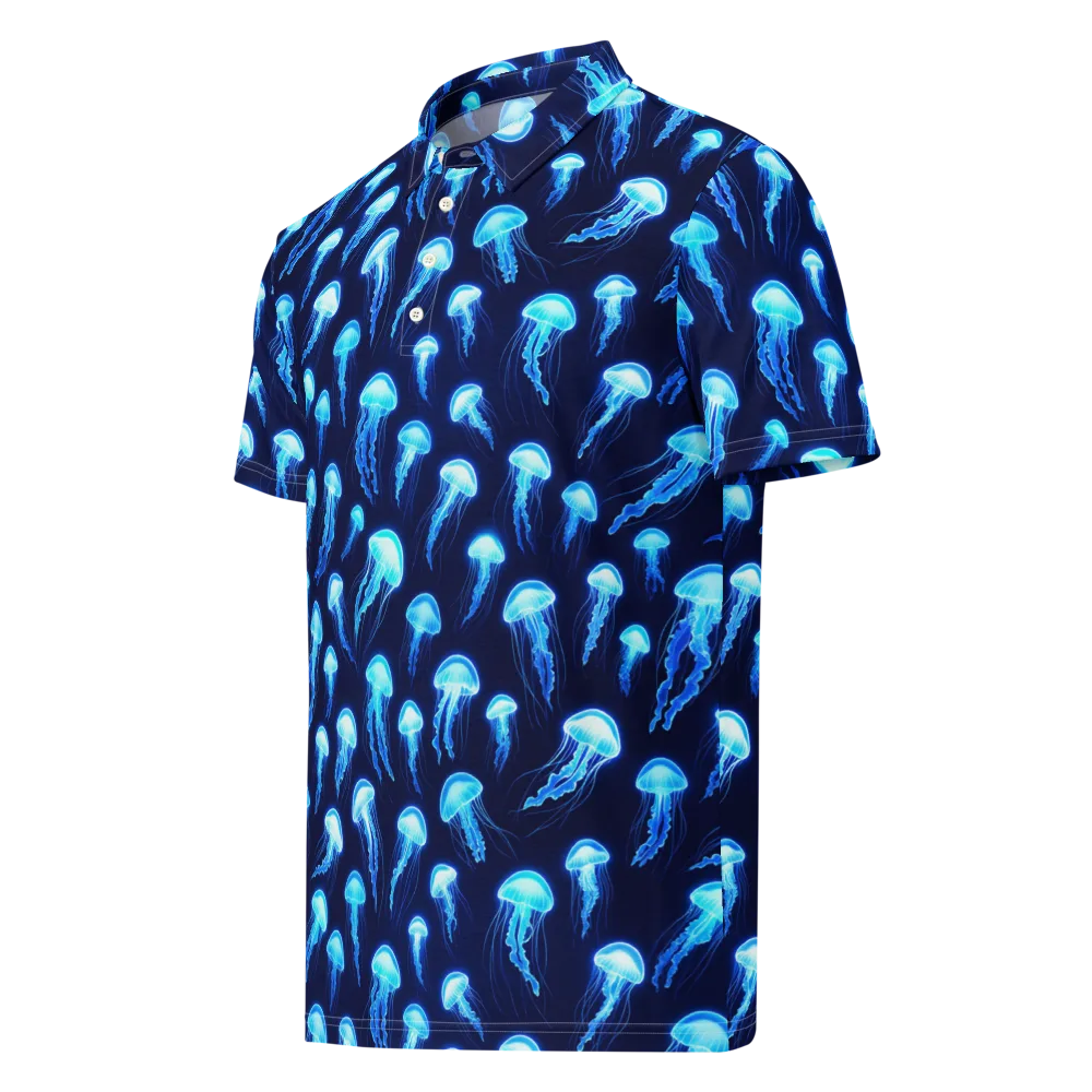 Deepsea Glow on Men's Slim Fit Polo Shirt — Left Front