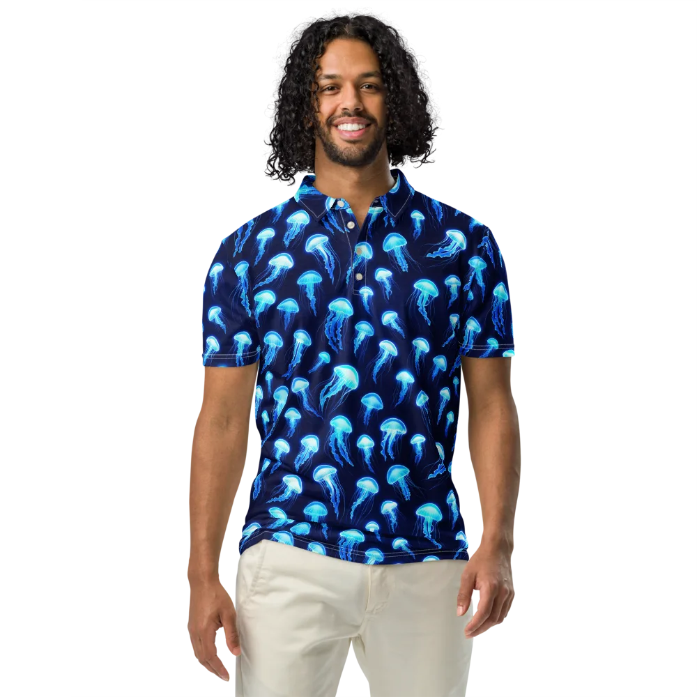 Deepsea Glow on Men's Slim Fit Polo Shirt — Front