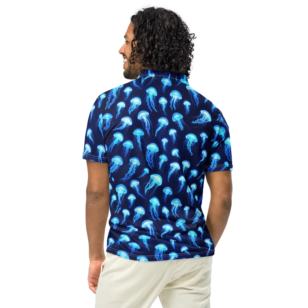 Deepsea Glow on Men's Slim Fit Polo Shirt — Back