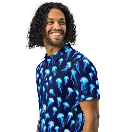 Deepsea Glow on a Men's Slim Fit Polo Shirt