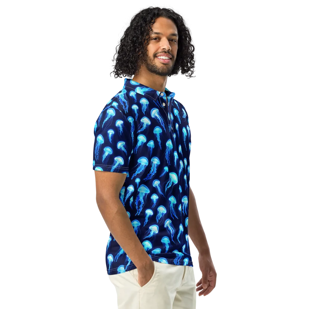 Deepsea Glow on Men's Slim Fit Polo Shirt — Right Front