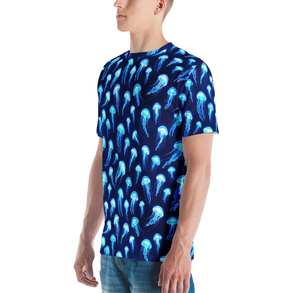 Deepsea Glow on Men's Crew Neck T-Shirt — Left