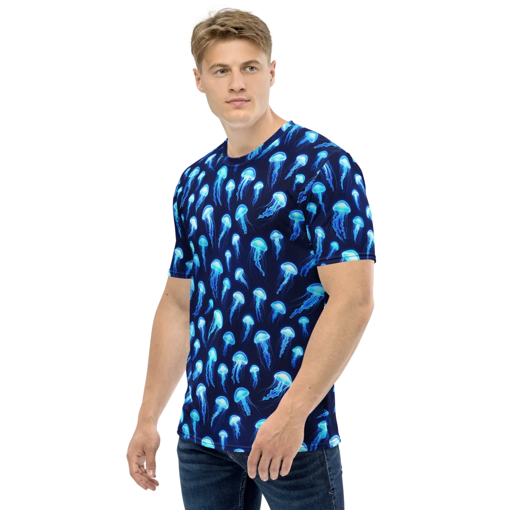 Deepsea Glow on Men's Crew Neck T-Shirt — Left