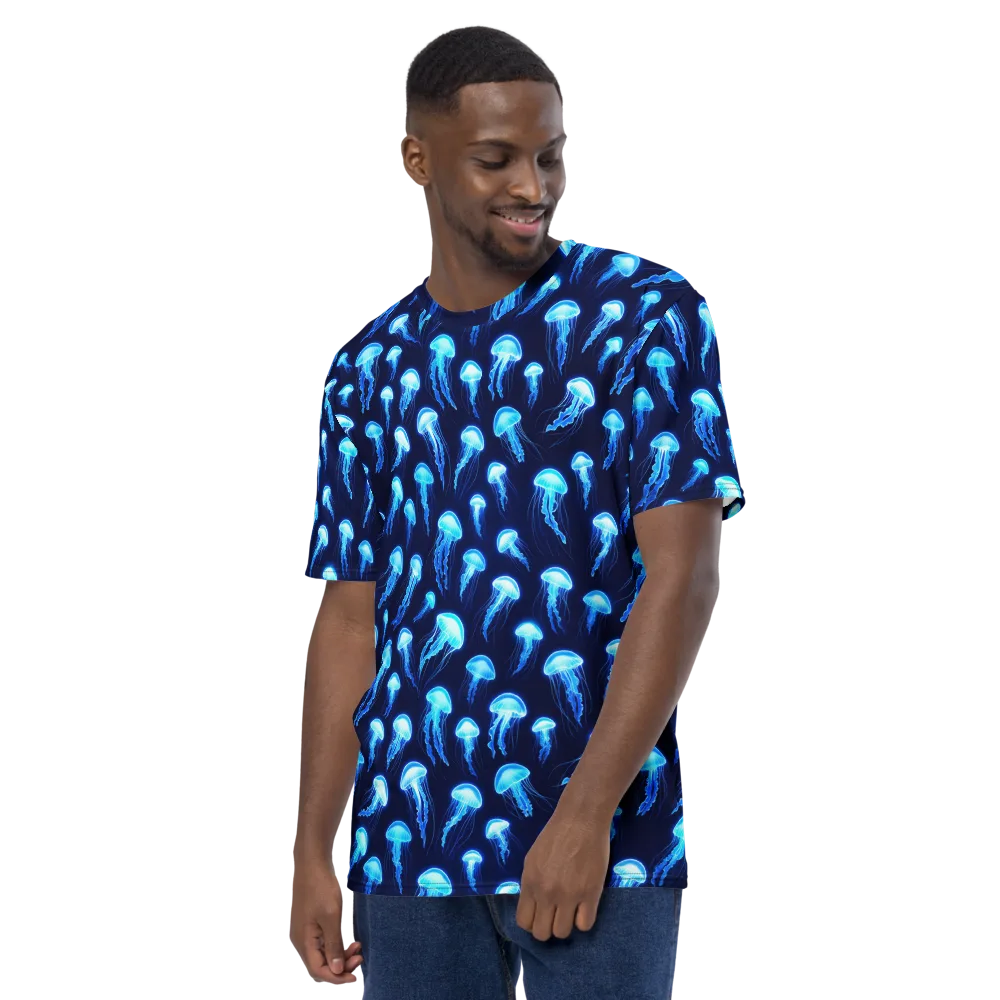 Deepsea Glow on Men's Crew Neck T-Shirt — Left