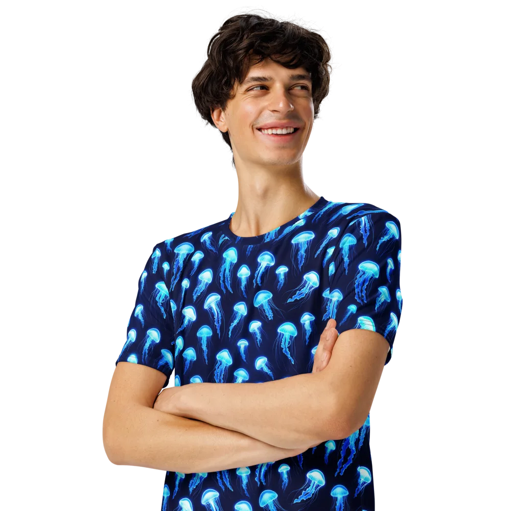Deepsea Glow on Men's Crew Neck T-Shirt — Left Front