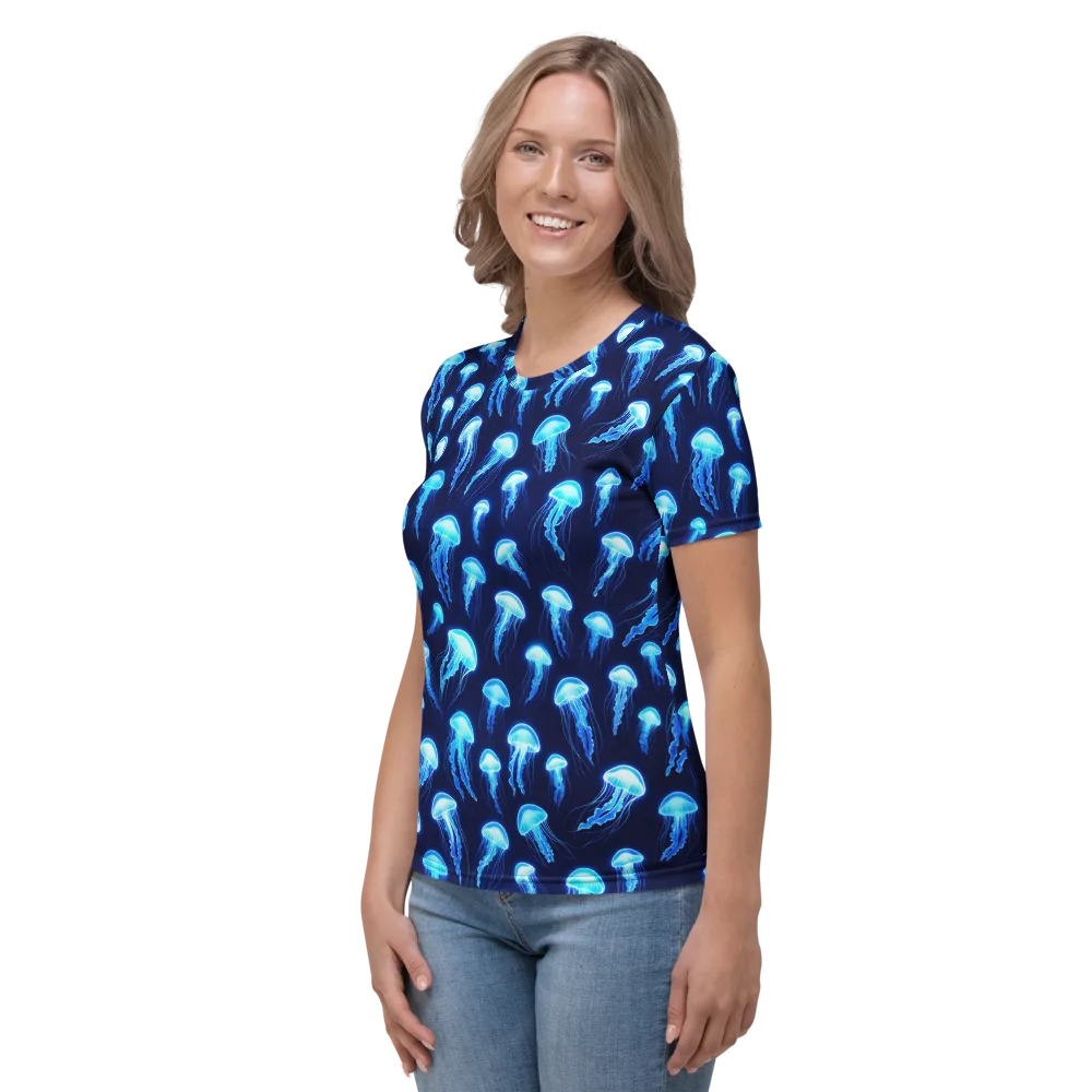 Deepsea Glow on Women's Crew Neck T-Shirt — Left