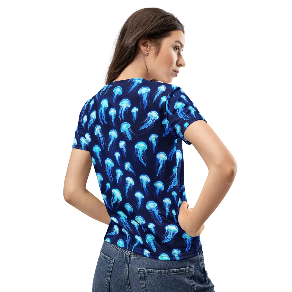 Deepsea Glow on Women's Crew Neck T-Shirt — Back