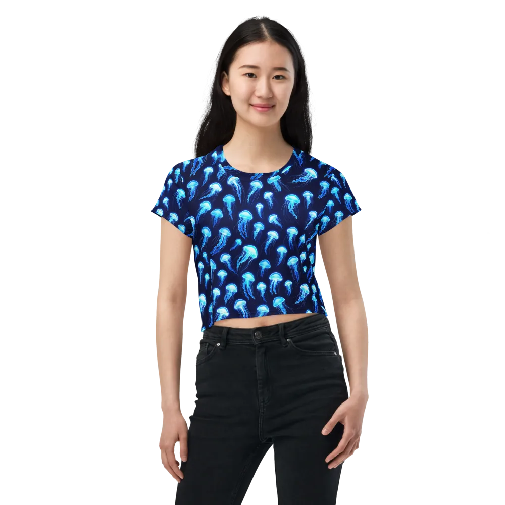 Deepsea Glow on Crop Tee — Front