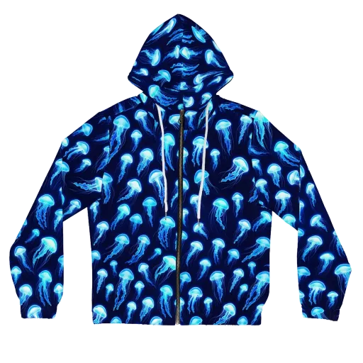 Deepsea Glow on a Women's Full-Zip Hoodie