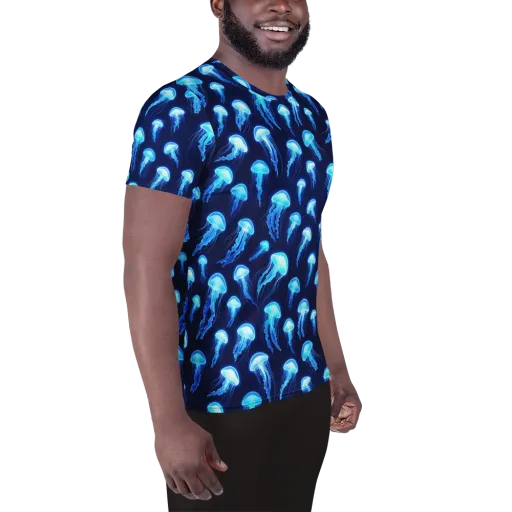 Deepsea Glow on a Men's Athletic T-Shirt