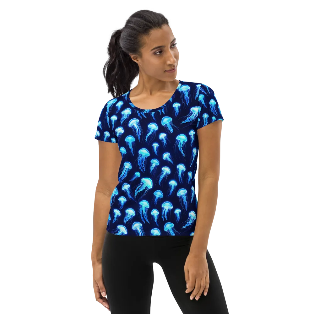 Deepsea Glow on Women's Athletic T-Shirt — Front