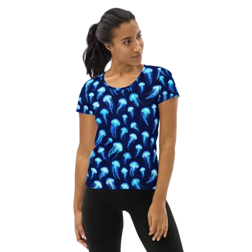 Deepsea Glow on a Women's Athletic T-Shirt