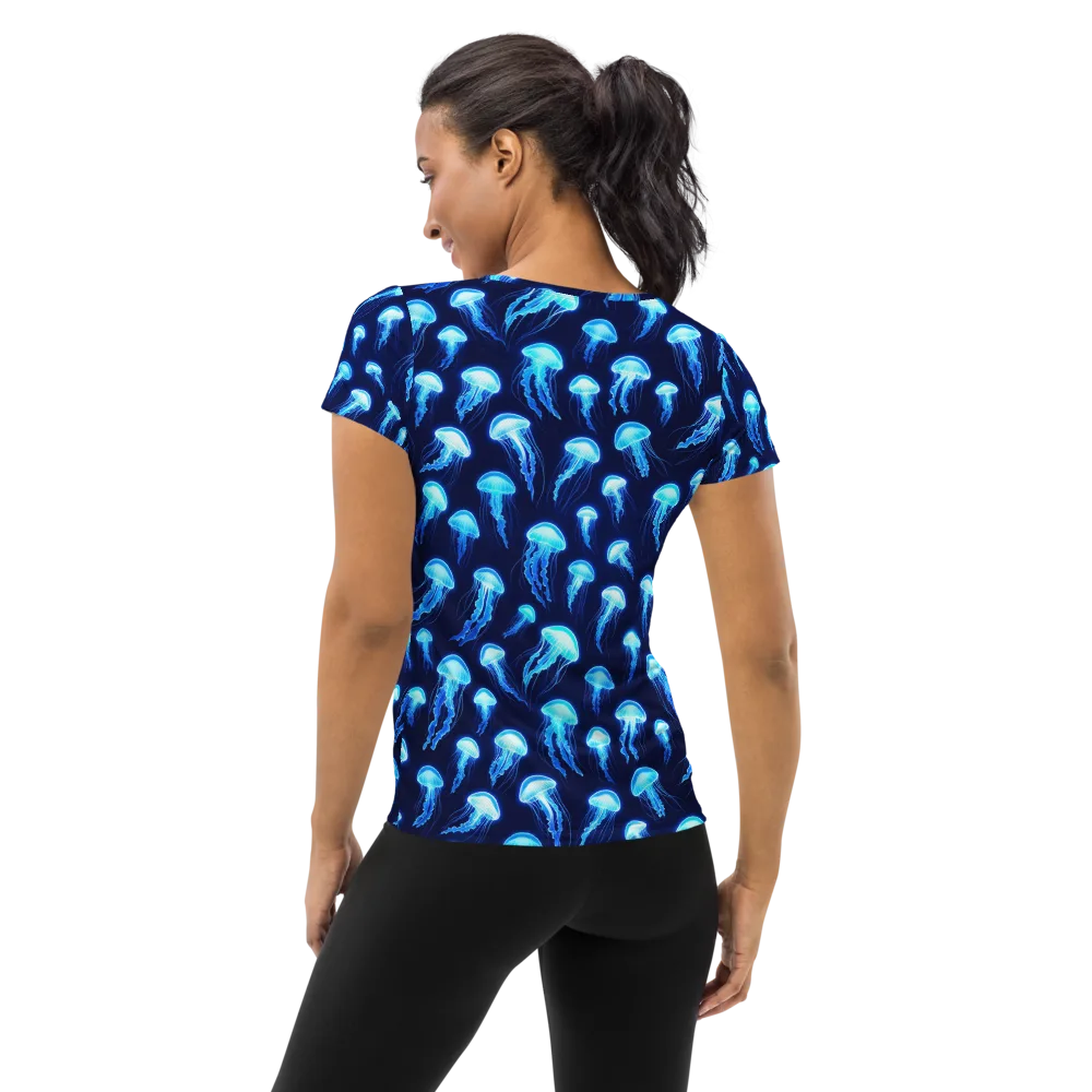 Deepsea Glow on Women's Athletic T-Shirt — Back