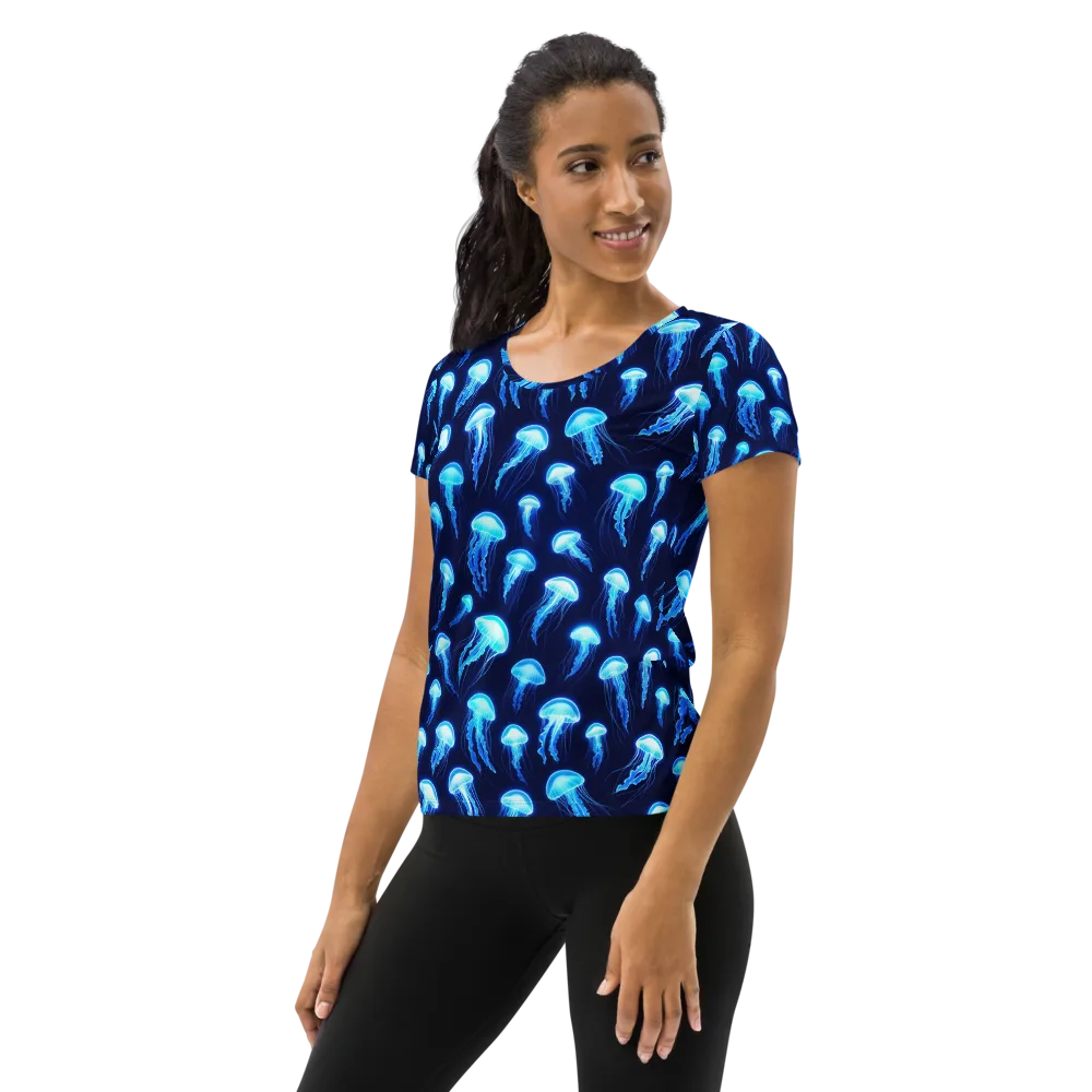 Deepsea Glow on Women's Athletic T-Shirt — Left