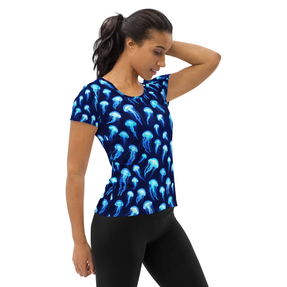 Deepsea Glow on Women's Athletic T-Shirt — Right