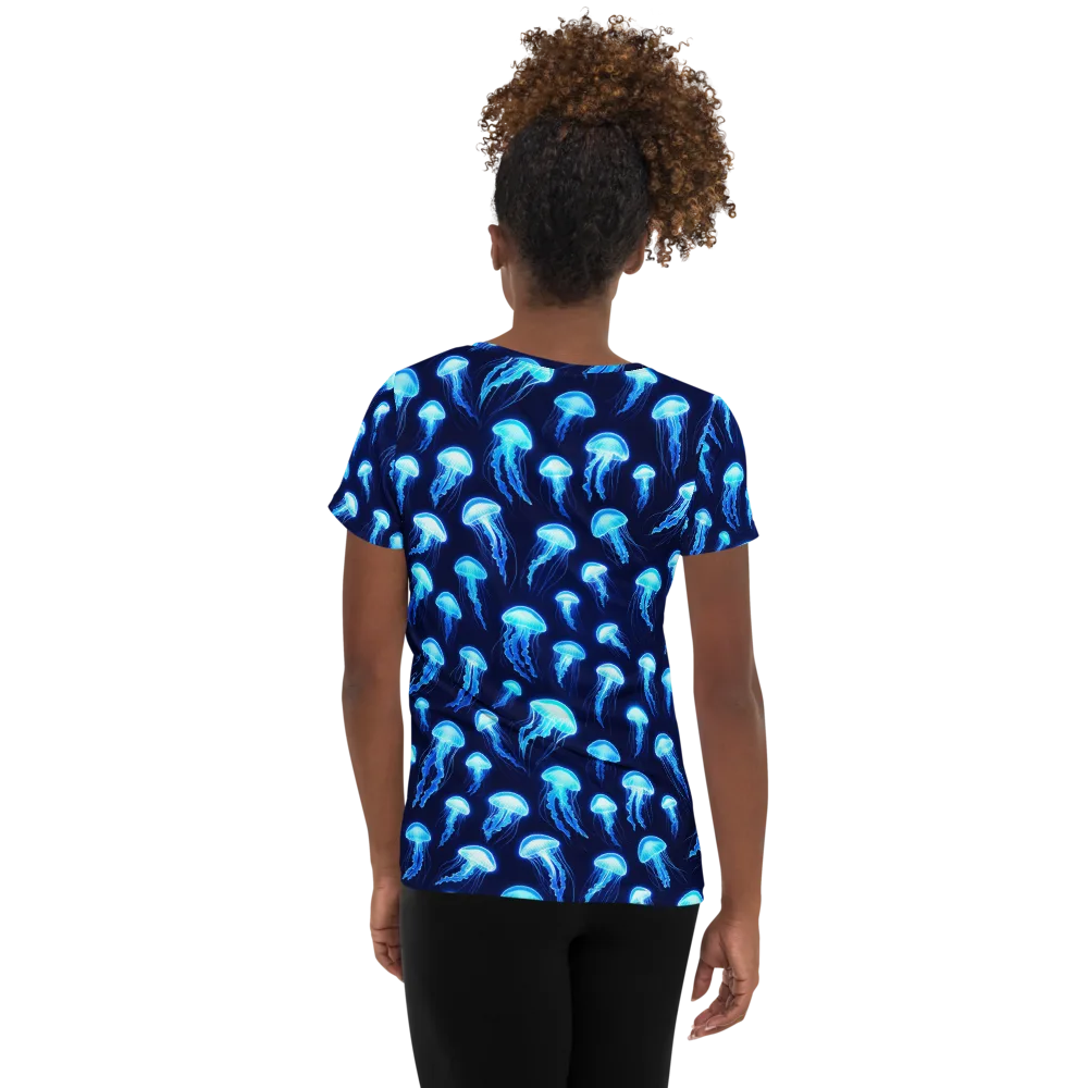 Deepsea Glow on Women's Athletic T-Shirt — Back