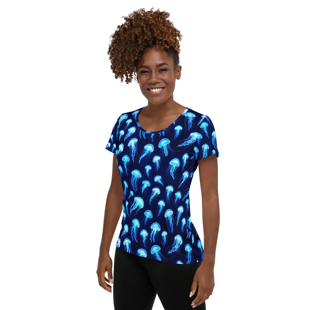 Deepsea Glow on Women's Athletic T-Shirt — Left