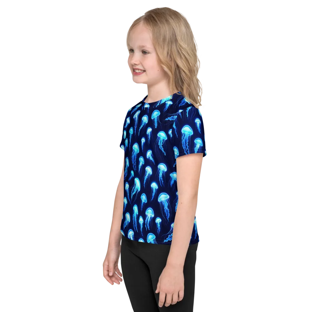 Deepsea Glow on Kids Crew Neck T-Shirt — Left