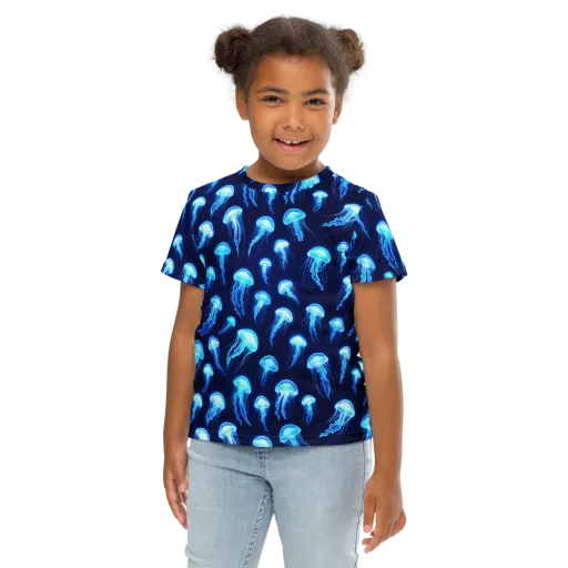 Deepsea Glow on a Kids Crew Neck T-Shirt