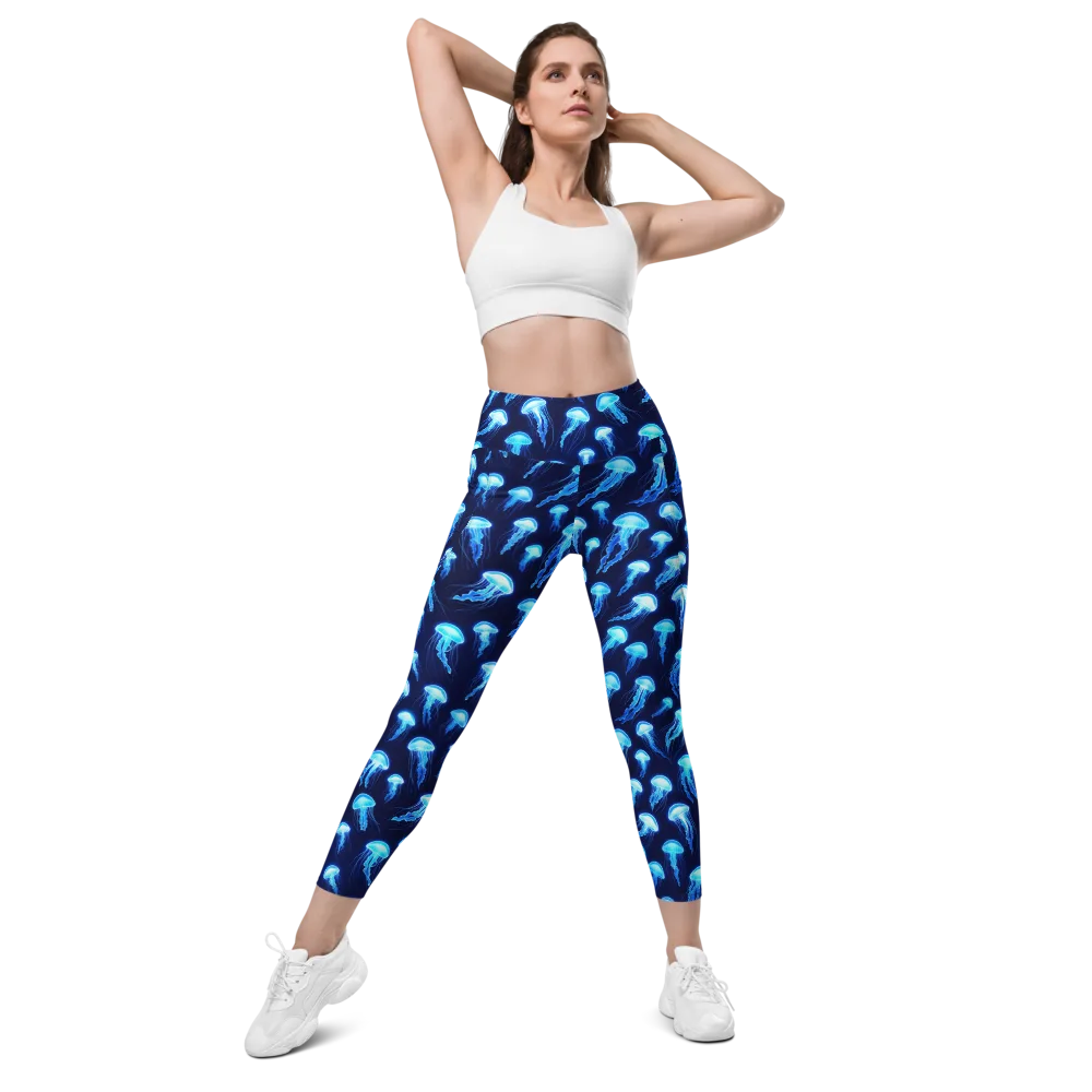 Deepsea Glow on Leggings with Pockets — Front