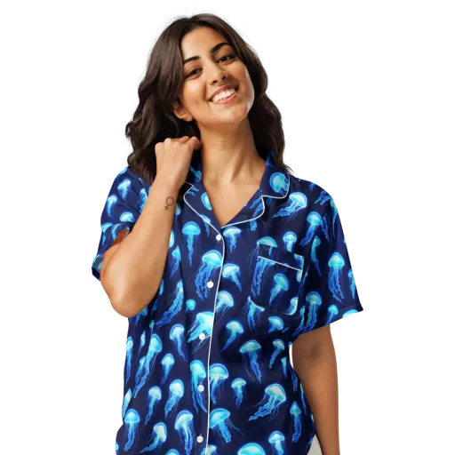 Deepsea Glow on a Women's Short Sleeve Pajama Top