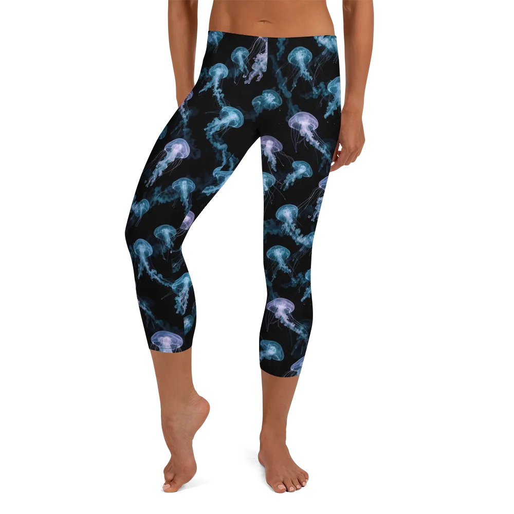 Abyssal Bloom on Capri Leggings — Front