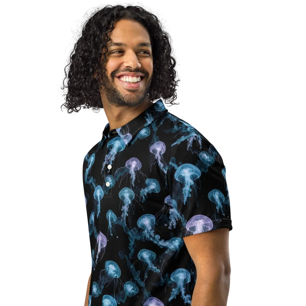 Abyssal Bloom on Men's Slim Fit Polo Shirt — Left Front