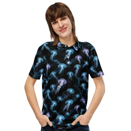 Abyssal Bloom on a Men's Slim Fit Polo Shirt