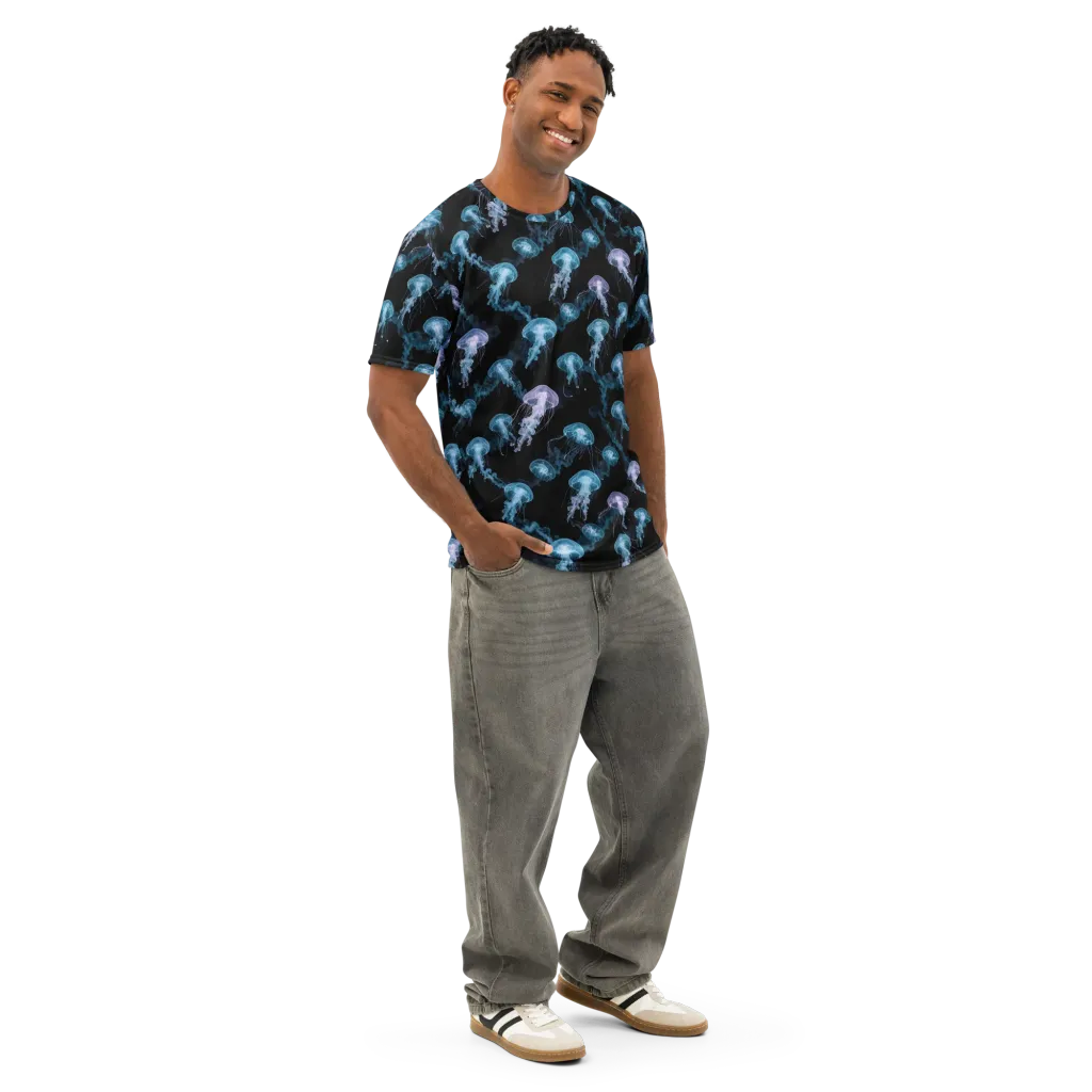 Abyssal Bloom on Men's Cotton Crew Neck T-Shirt — Right Front