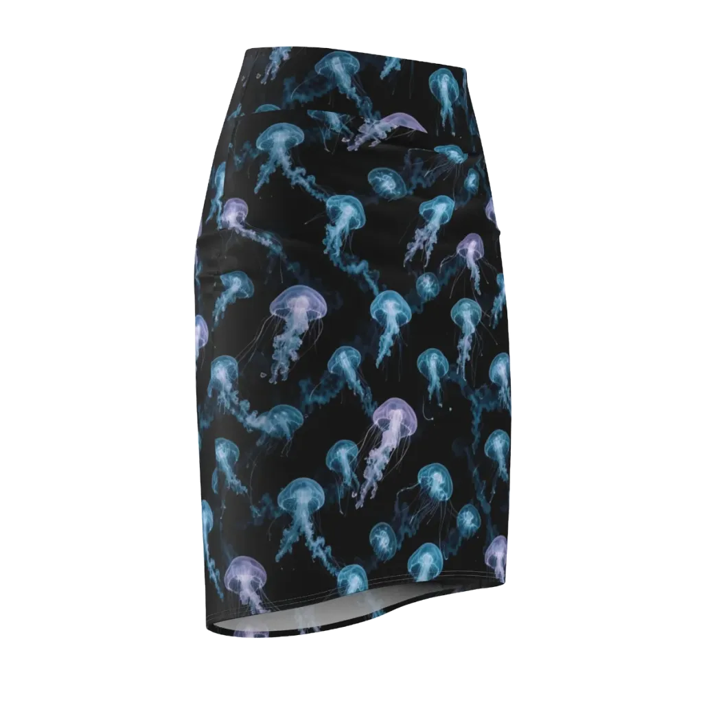 Abyssal Bloom on Pencil Skirt — Front Side