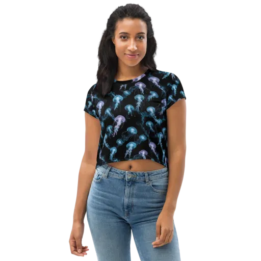 Abyssal Bloom on a Crop Tee