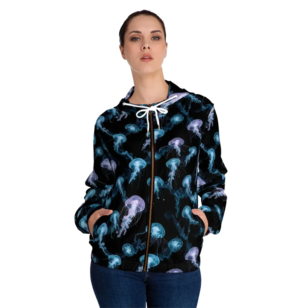 Abyssal Bloom on Women's Full-Zip Hoodie — Front On Person